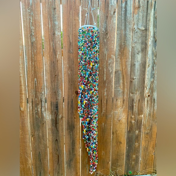 Beaded Spiral Chandelier 4 ft+ Handmade Bohemian Czech Glass Sun Catcher Mobile - Picture 1 of 10